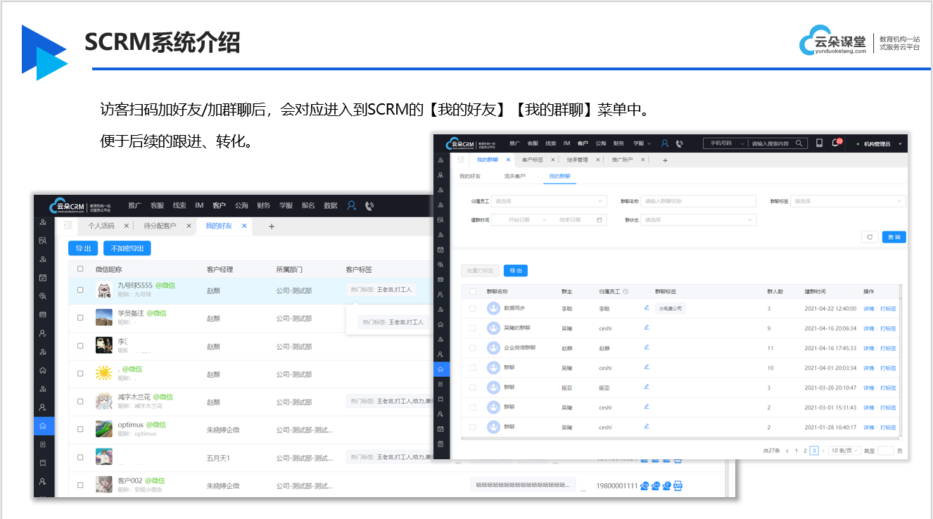 教育scrm_適合教培行業的scrm產品有哪些_云朵SCRM 在線CRM 教育crm 培訓crm 云朵CRM 第2張